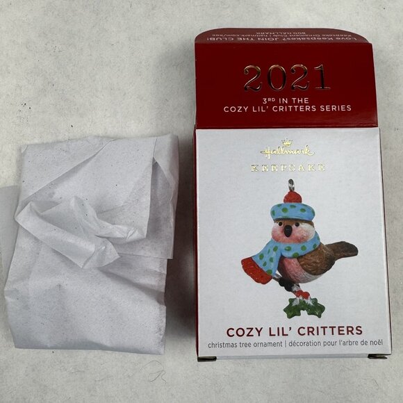 Hallmark 2021 Cozy Lil Critters Mini 1" Tree Ornament 3rd Bird all Bundled Up - Picture 9 of 10